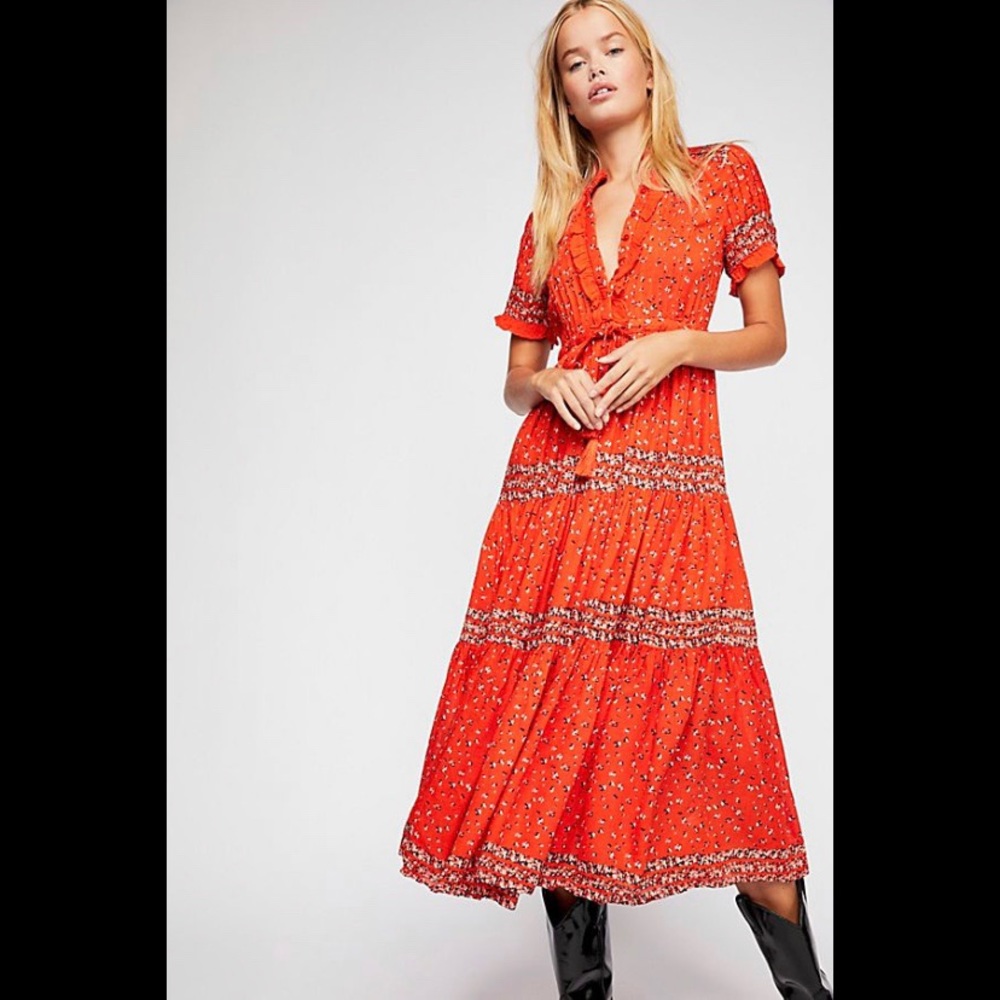 Free People-Rare Feeling Pleated Printed Dress - Picture 2 of 6